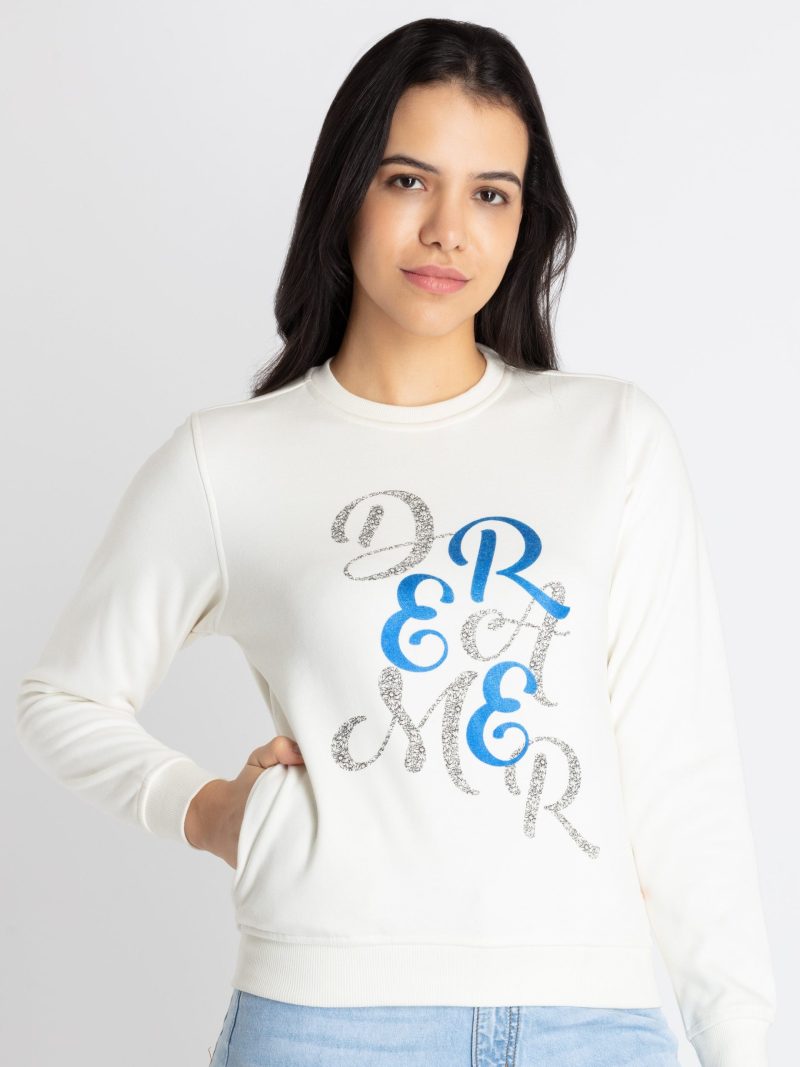 Womens Printed Round Neck Sweatshirt