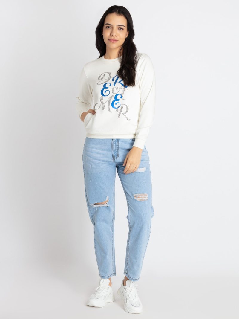 Womens Printed Round Neck Sweatshirt