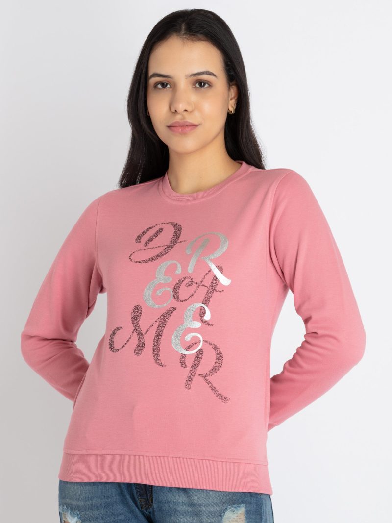 Womens Printed Round Neck Sweatshirt