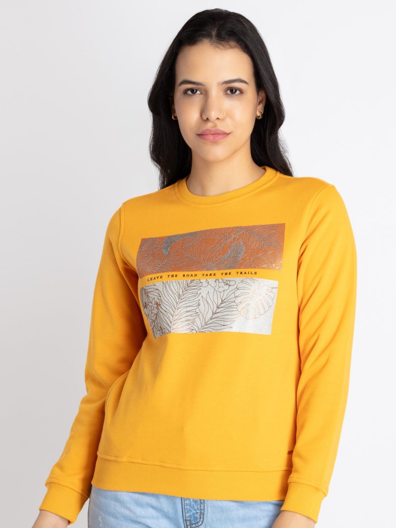 Womens Printed Round Neck Sweatshirt