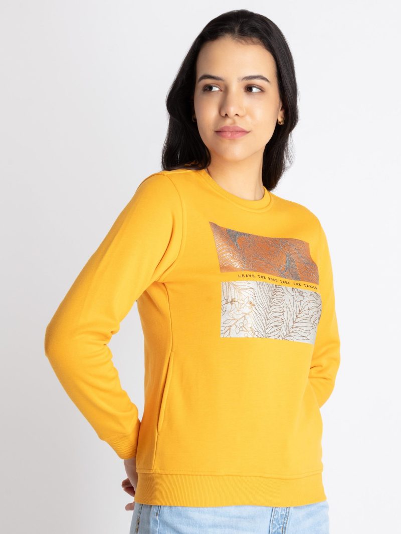 Womens Printed Round Neck Sweatshirt
