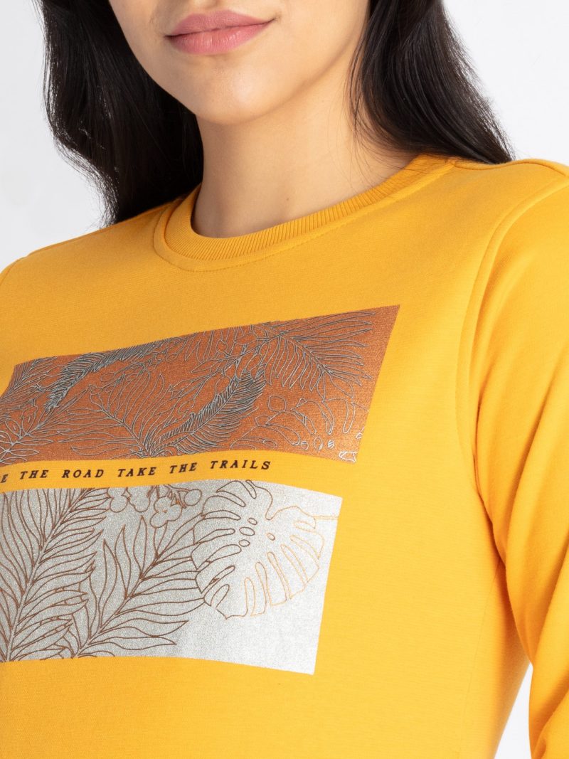 Womens Printed Round Neck Sweatshirt