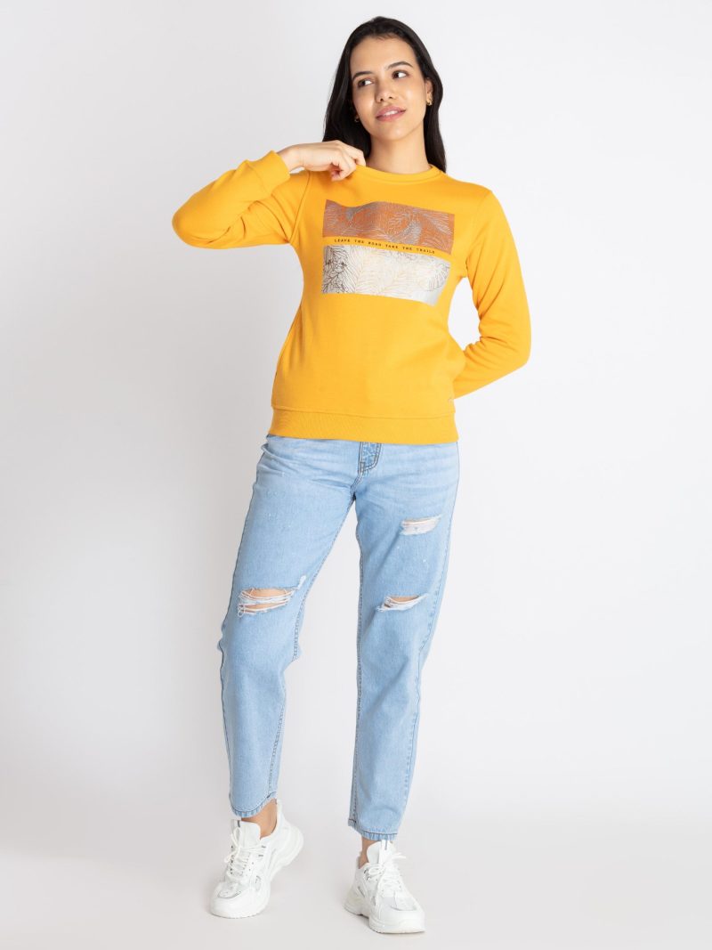 Womens Printed Round Neck Sweatshirt
