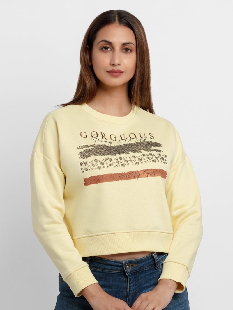Womens Printed Round Neck Sweatshirt