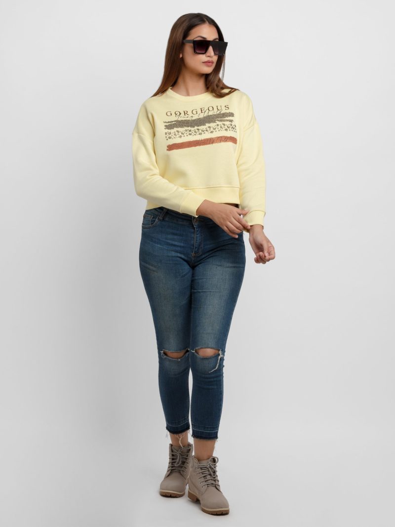 Womens Printed Round Neck Sweatshirt
