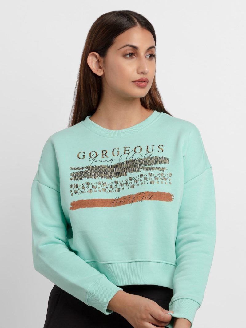 Womens Printed Round Neck Sweatshirt