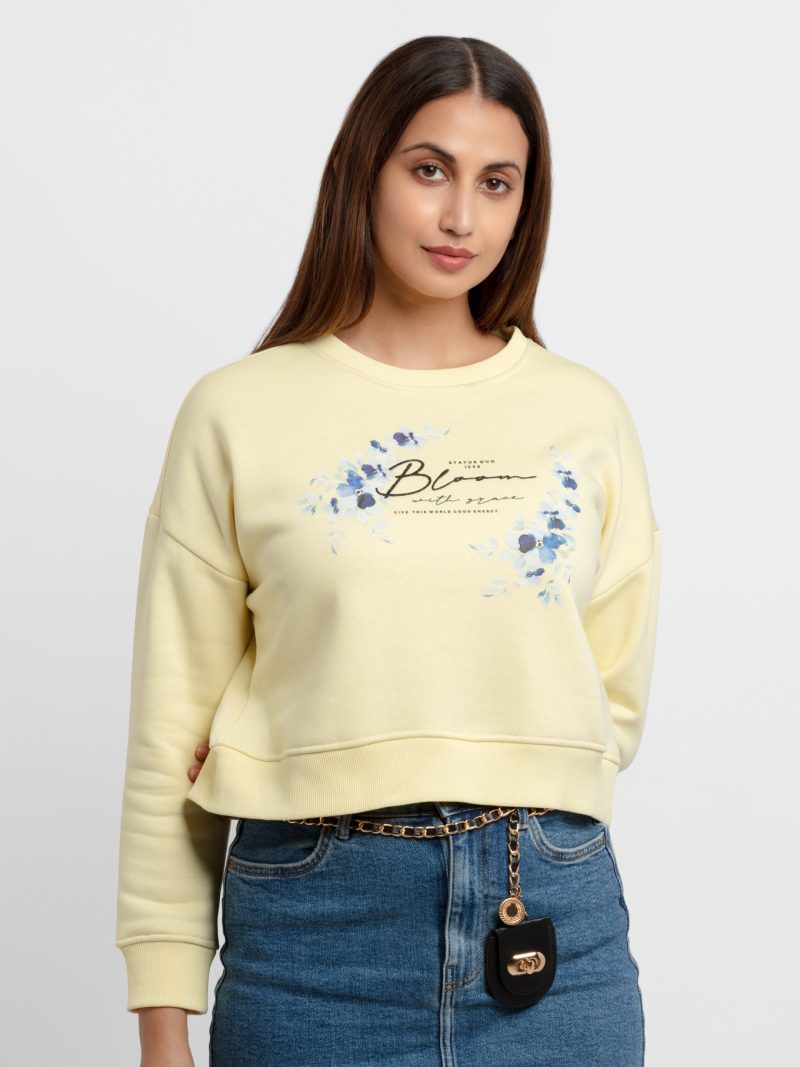 Womens Printed Round Neck Sweatshirt