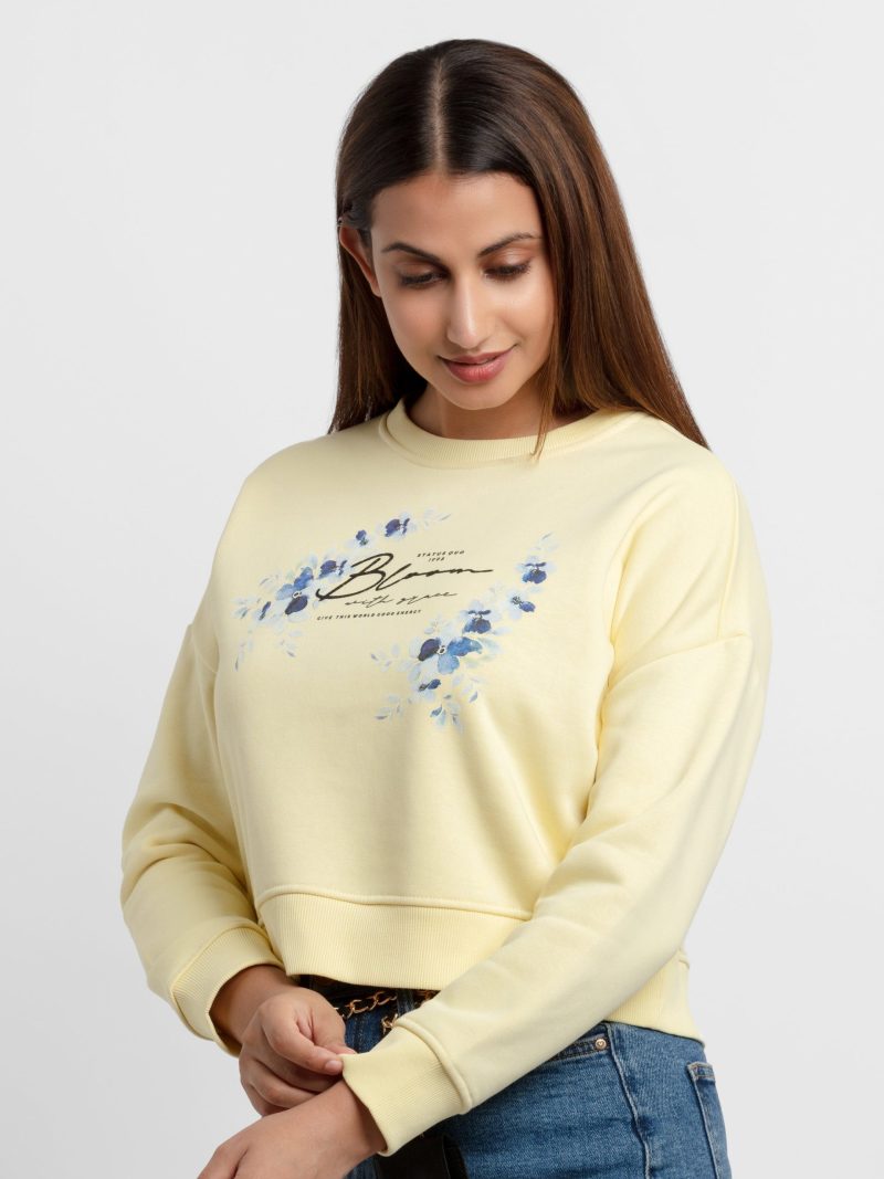 Womens Printed Round Neck Sweatshirt