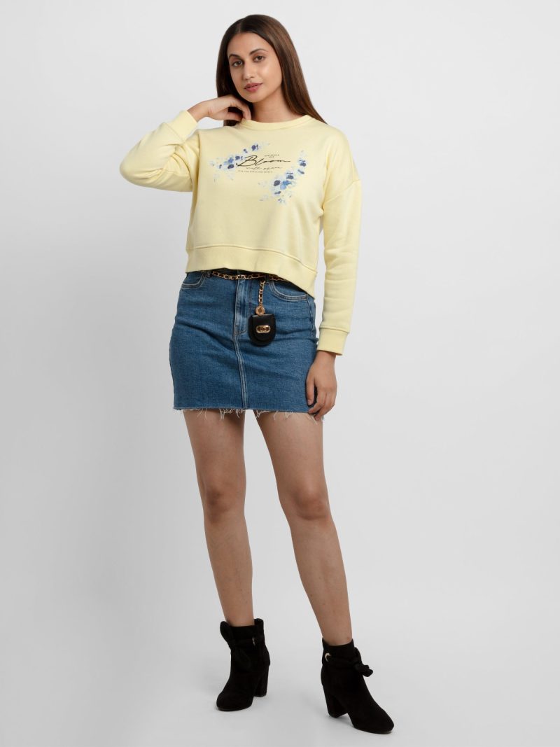 Womens Printed Round Neck Sweatshirt