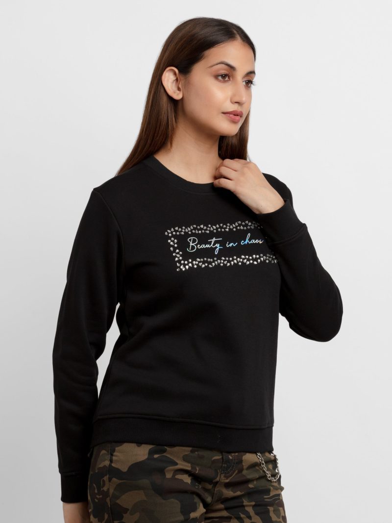 Womens Printed Round Neck Sweatshirt