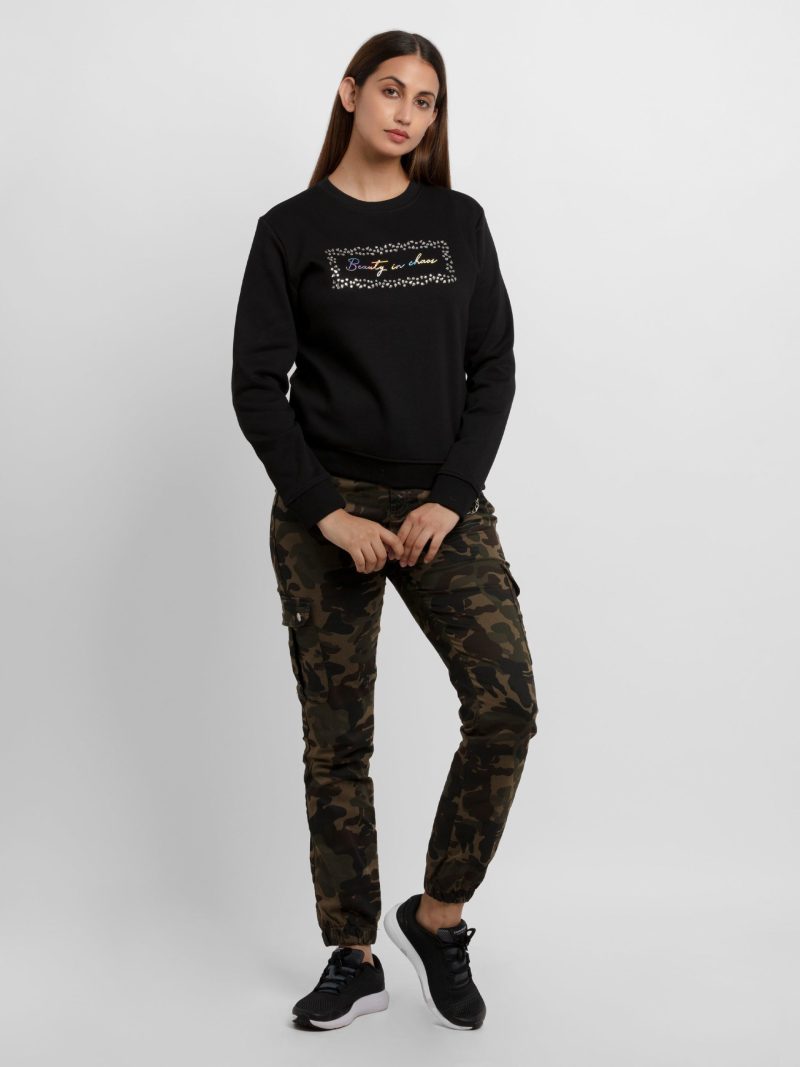 Womens Printed Round Neck Sweatshirt