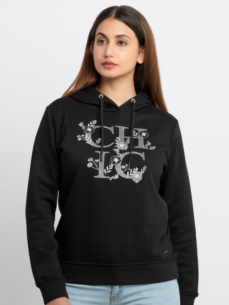 Womens Printed Hooded Sweatshirt