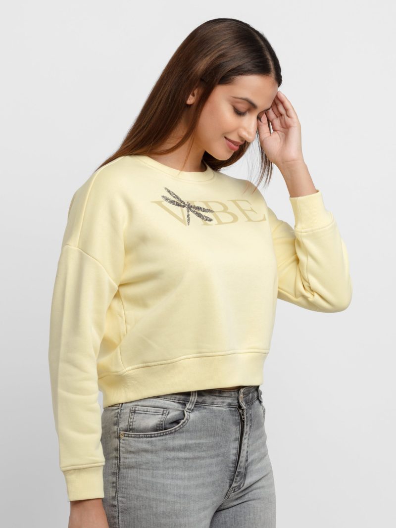 Womens Printed Round Neck Sweatshirt