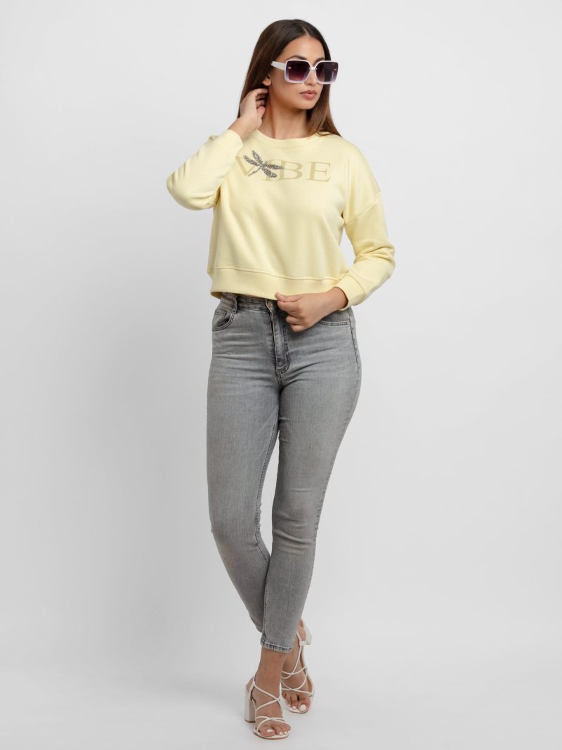 Womens Printed Round Neck Sweatshirt