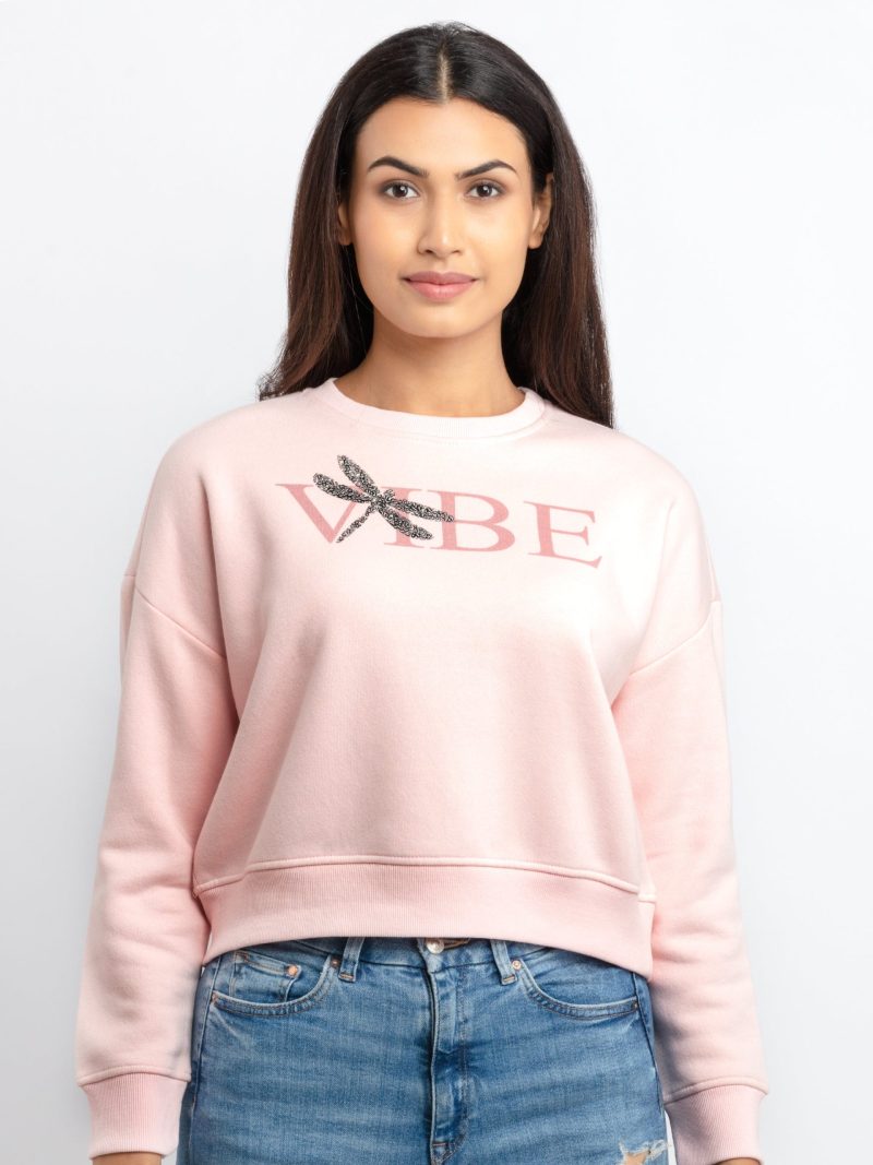 Womens Printed Round Neck Sweatshirt