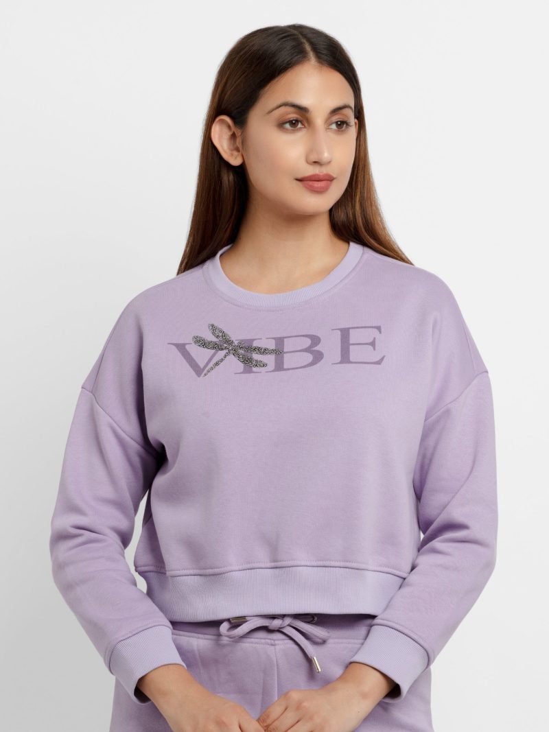 Womens Printed Round Neck Sweatshirt