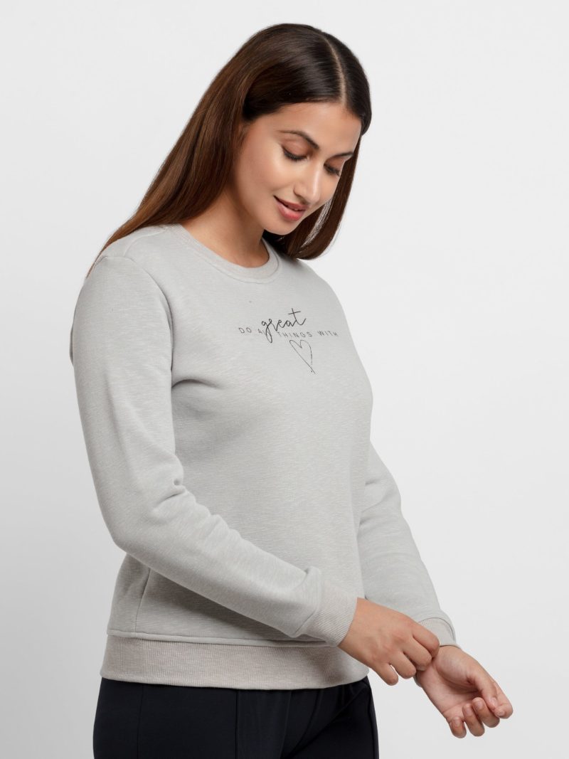 Womens Printed Round Neck Sweatshirt