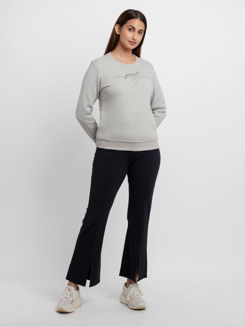 Womens Printed Round Neck Sweatshirt