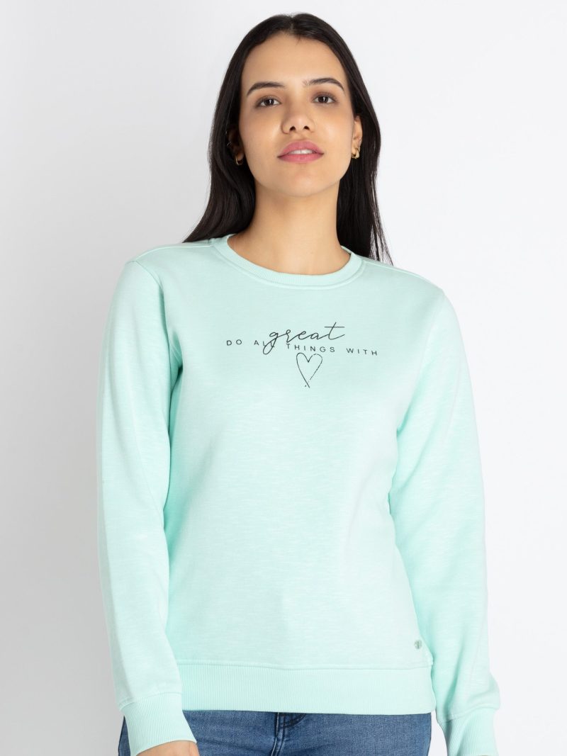 Womens Printed Round Neck Sweatshirt