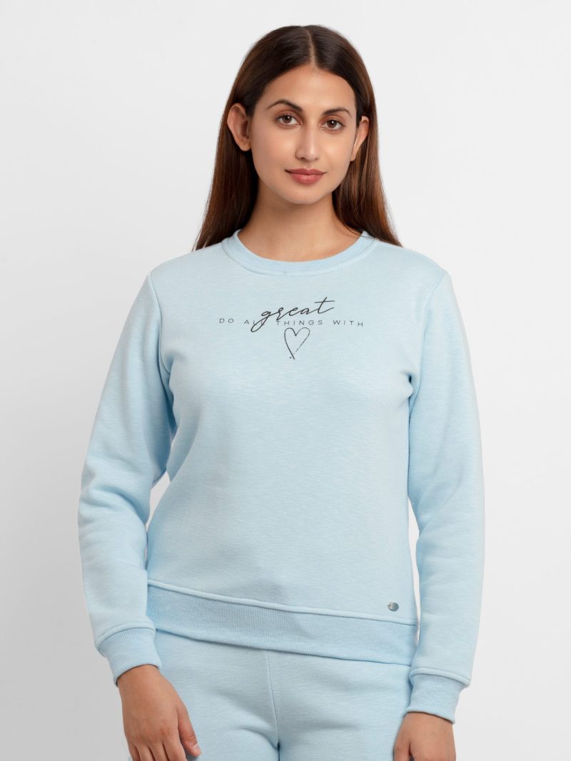 Womens Printed Round Neck Sweatshirt
