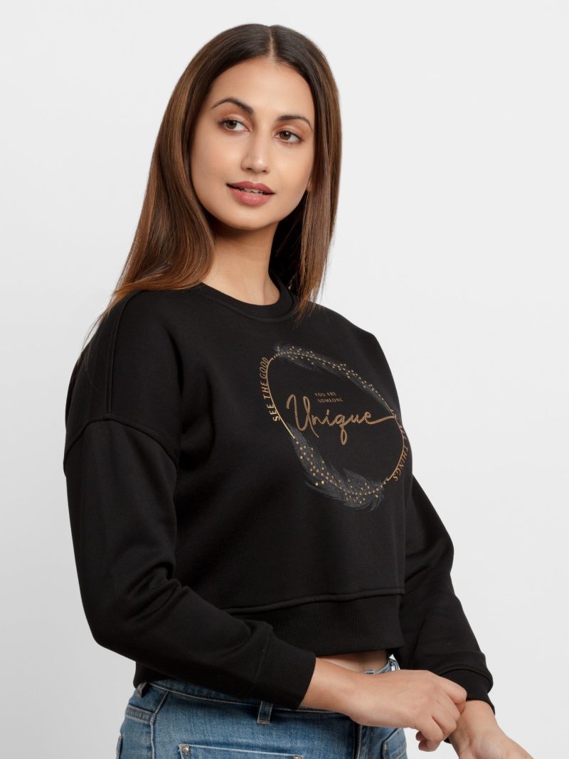 Womens Printed Round Neck Sweatshirt