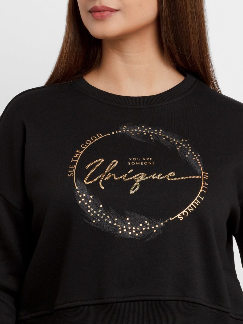 Womens Printed Round Neck Sweatshirt