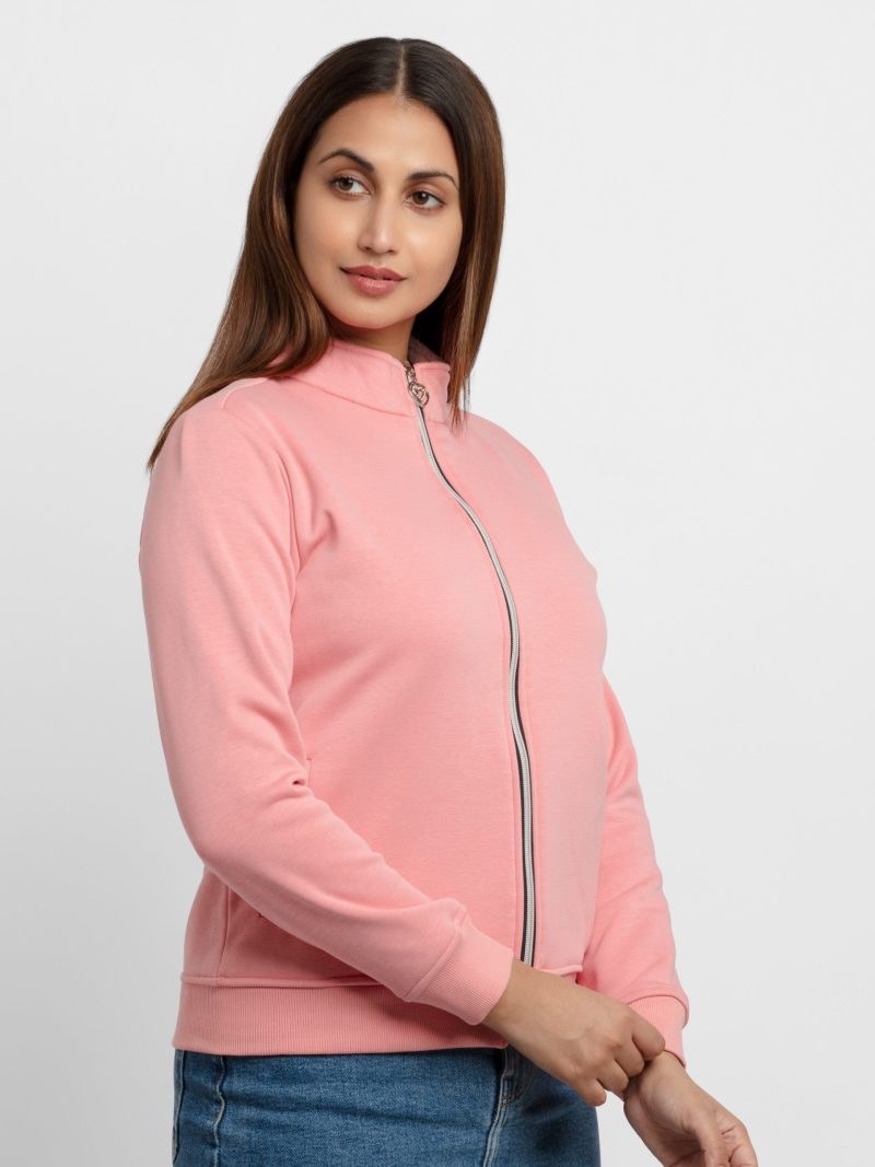 Womens Solid High Neck Sweatshirt