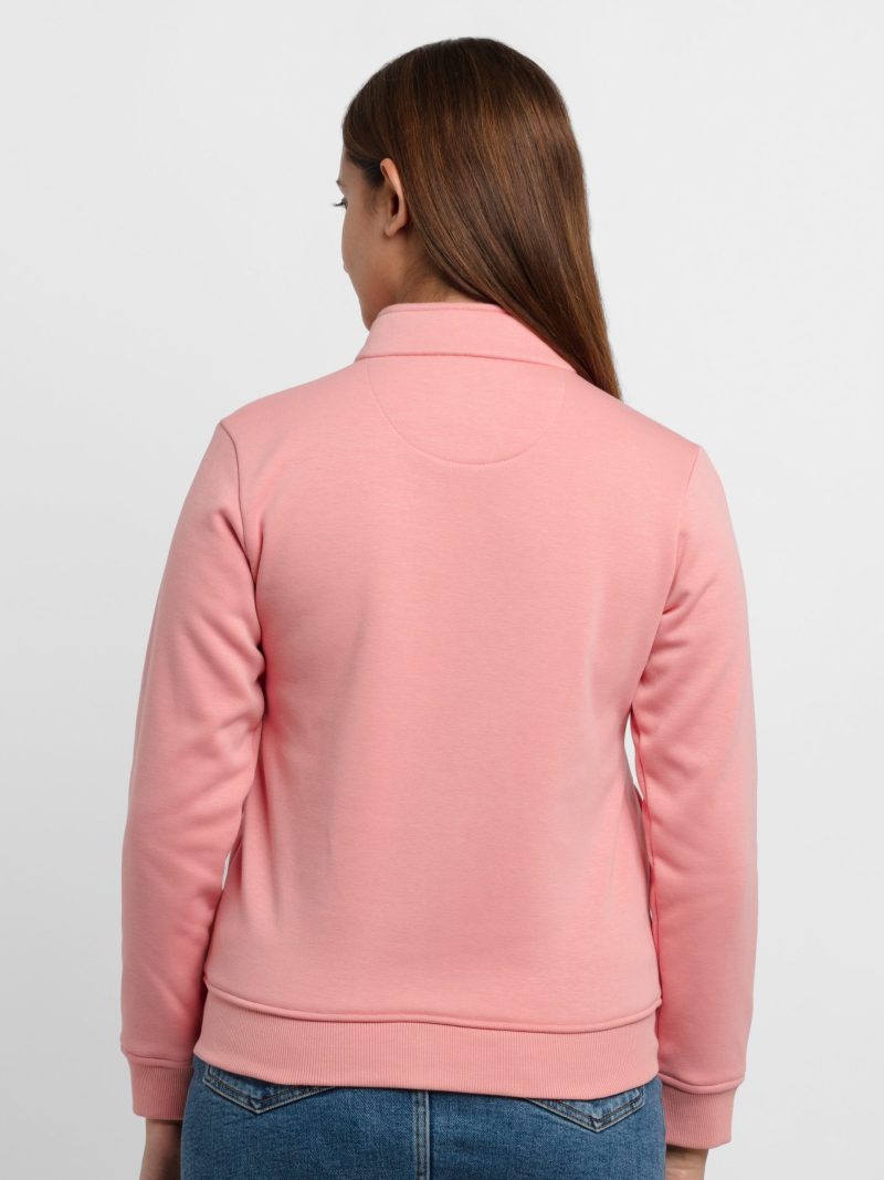Womens Solid High Neck Sweatshirt