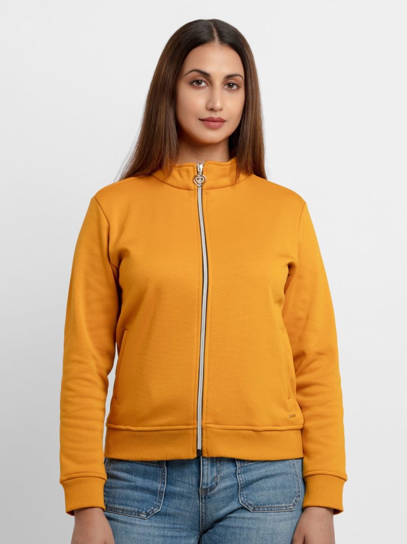 Womens Solid High Neck Sweatshirt