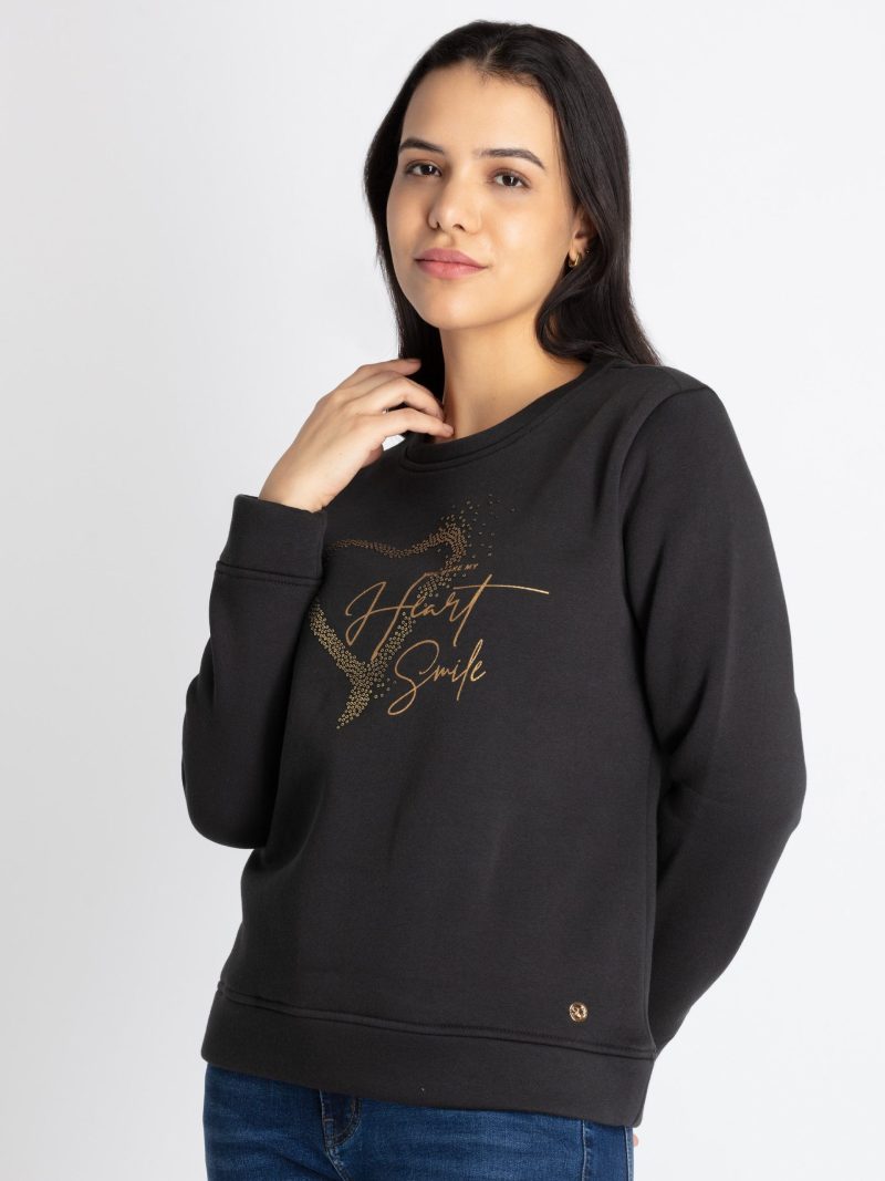 Womens Printed Round Neck Sweatshirt