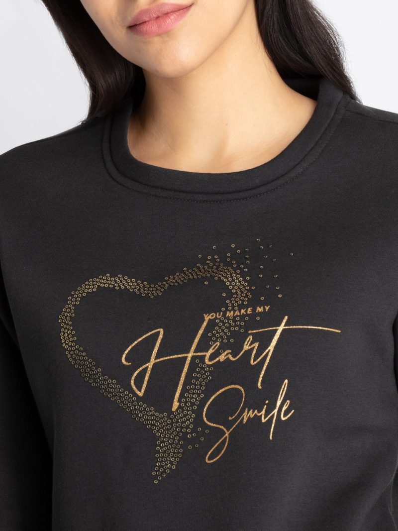 Womens Printed Round Neck Sweatshirt