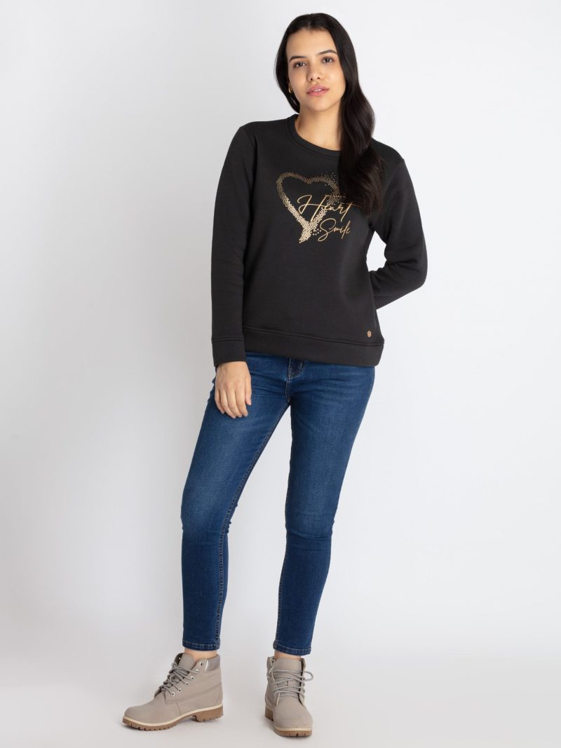 Womens Printed Round Neck Sweatshirt