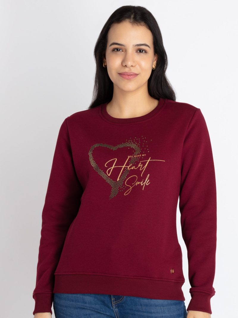 Womens Printed Round Neck Sweatshirt