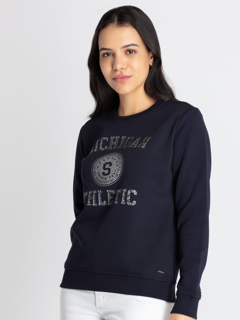 Womens Printed Round Neck Sweatshirt