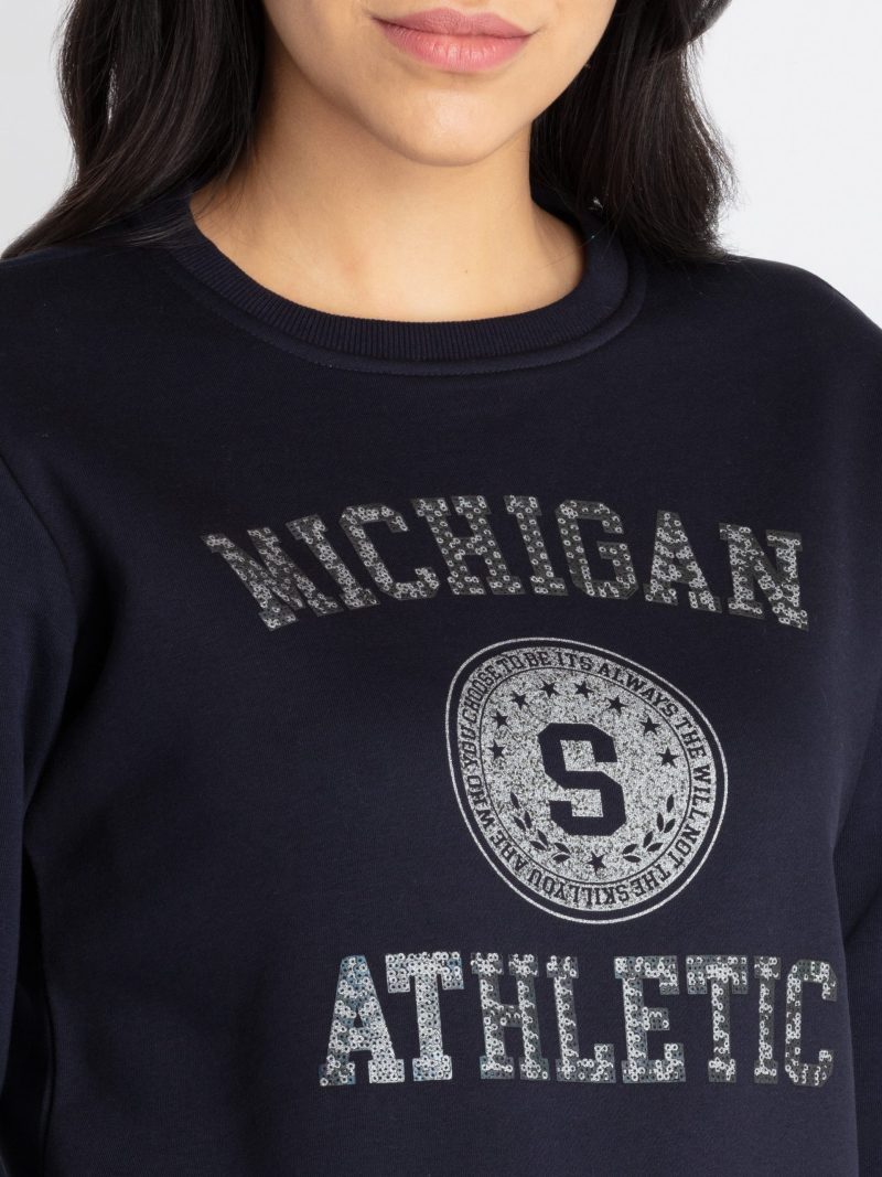 Womens Printed Round Neck Sweatshirt
