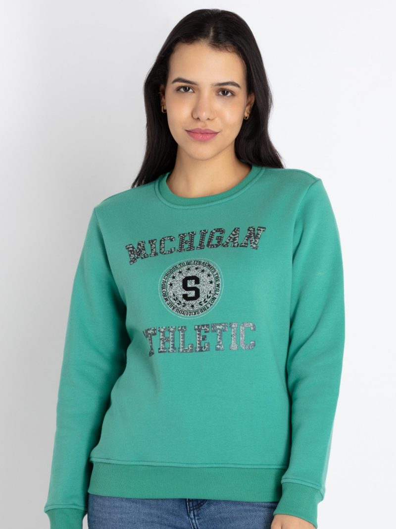 Womens Printed Round Neck Sweatshirt