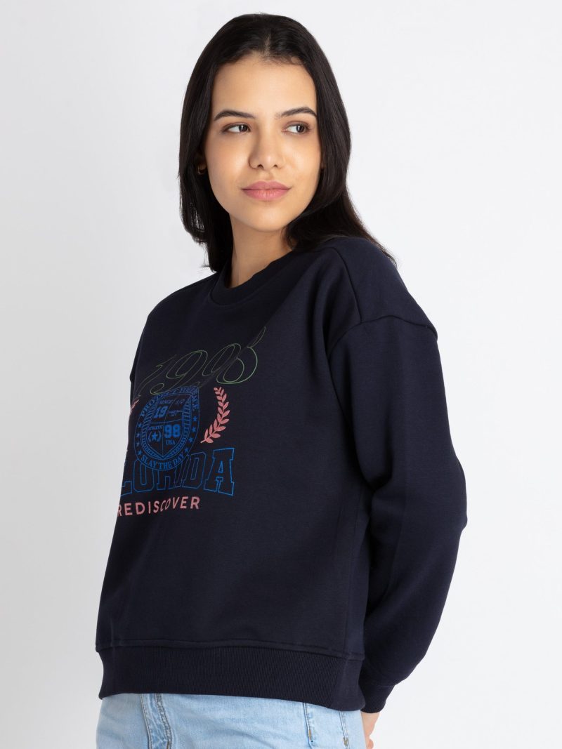 Womens Printed Round Neck Sweatshirt