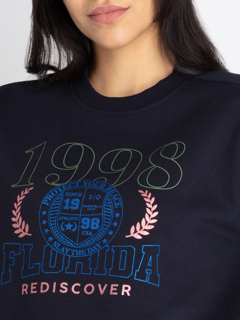 Womens Printed Round Neck Sweatshirt