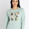 Womens Printed Round Neck Sweatshirt