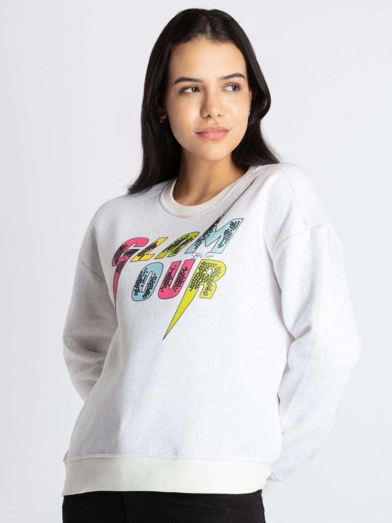 Womens Printed Round Neck Sweatshirt