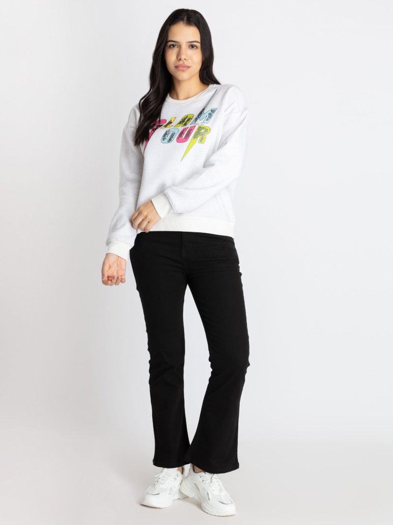 Womens Printed Round Neck Sweatshirt