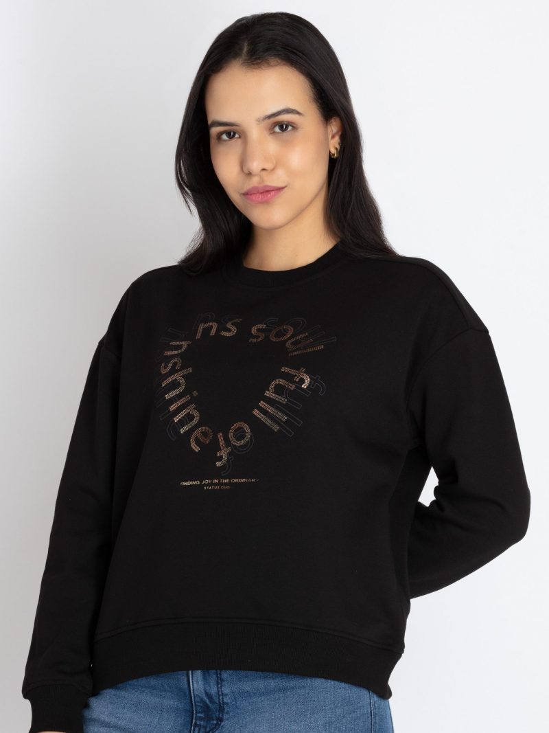 Womens Printed Round Neck Sweatshirt