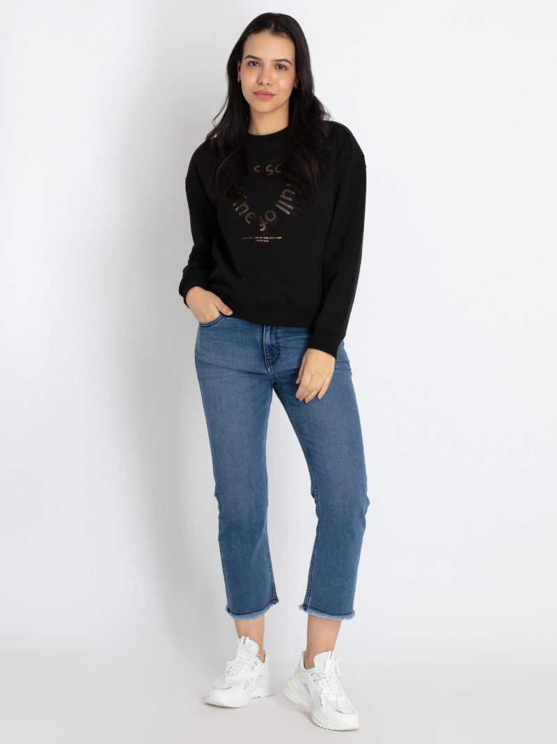 Womens Printed Round Neck Sweatshirt