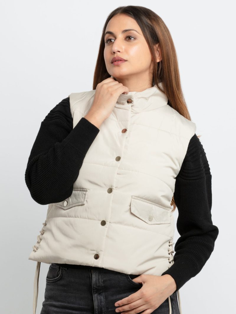 Womens Quilted High Neck Sleeveless Jacket