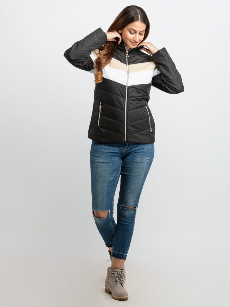 Womens Quilted High Neck Jacket