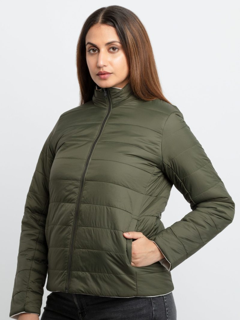 Womens Quilted Reversible High Neck Jacket