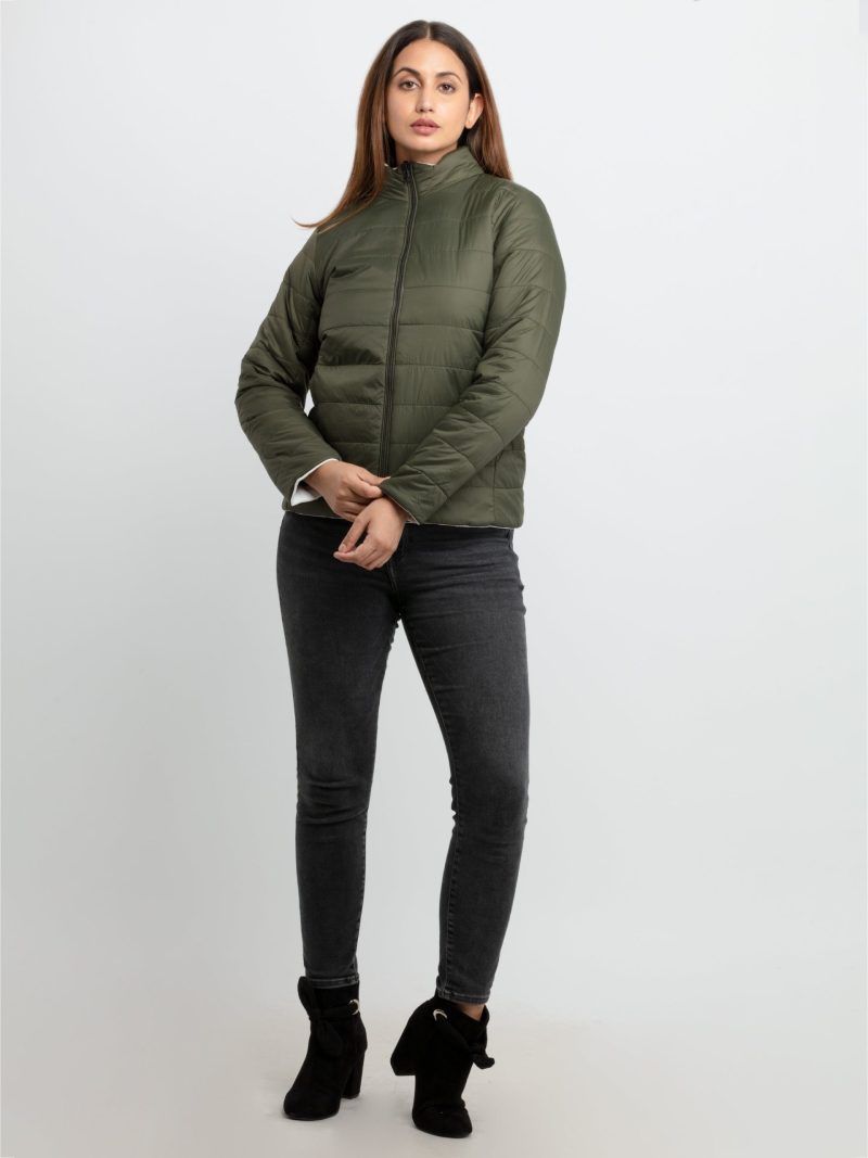 Womens Quilted Reversible High Neck Jacket
