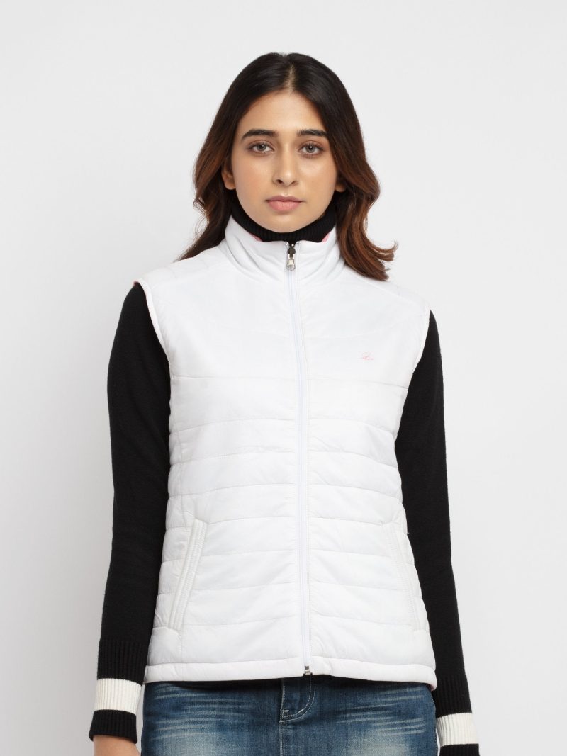 Womens Quilted Reversible High Neck Sleeveless Jacket