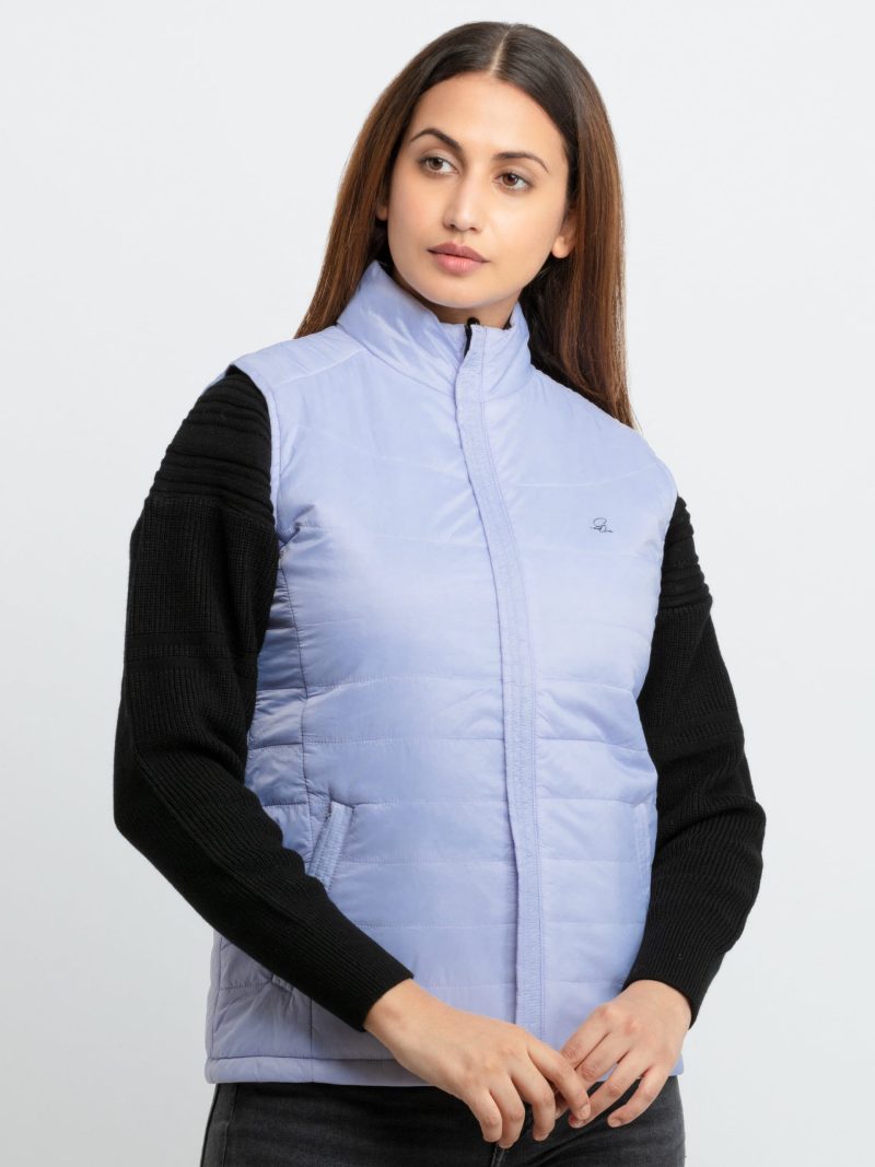 Womens Quilted Reversible High Neck Sleeveless Jacket