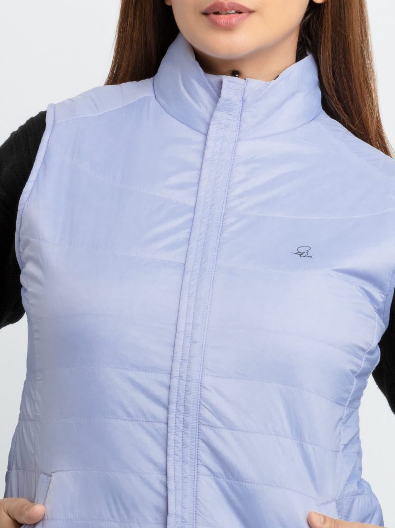 Womens Quilted Reversible High Neck Sleeveless Jacket